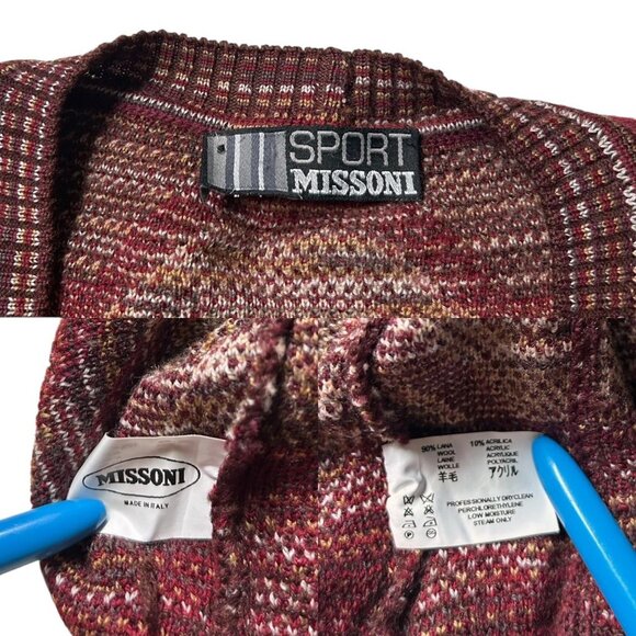 80s vintage Missoni Sport cardigan sweater swirl wavy woven pattern wool blend. - Picture 6 of 7